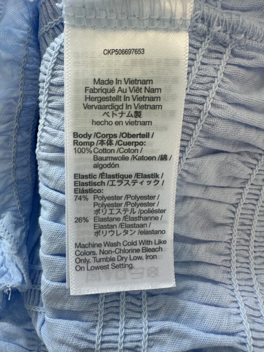 Madewell Light Blue Smocked Long Sleeve Top